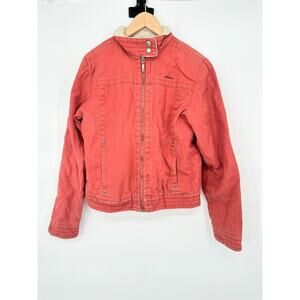 Kavu Canvas Sherpa Lined Jacket Womens Small Burnt Orange Outdoor Hiking Zip